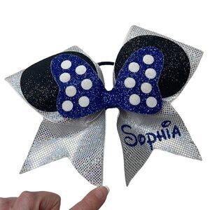 Minnie Mouse Sophia Blue/White Sparkle Hair Bow.